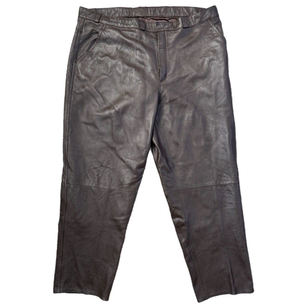 Dash Vintage Dark Brown Leather German Made Pants Soft Genuine Leather Sz 42